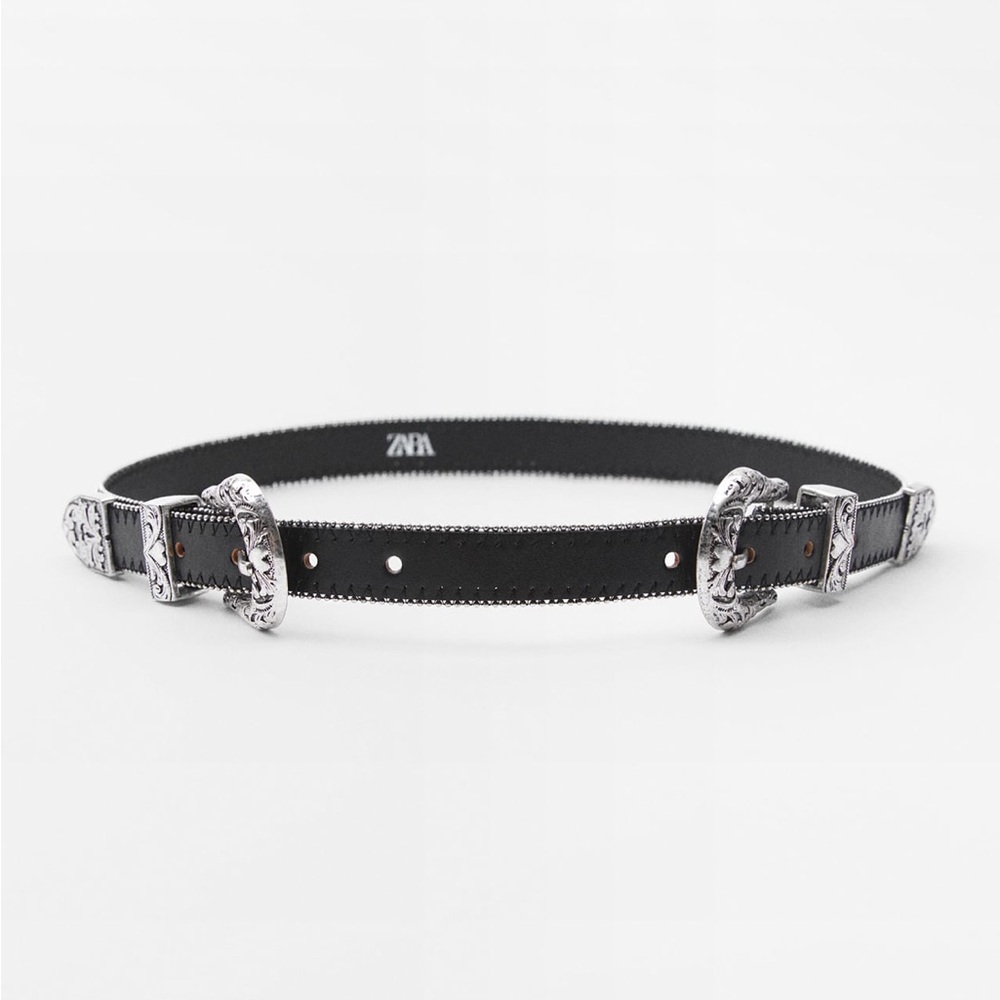 Zara limited edition pure leather wd studded metallic beads and vintage buckle